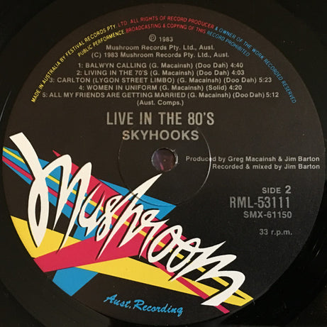 Skyhooks : Live In The 80's (LP, Album)