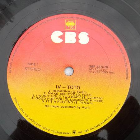 Toto : Toto IV (LP, Album)