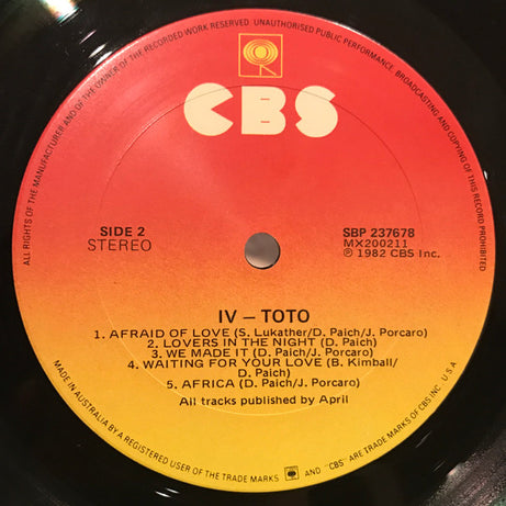 Toto : Toto IV (LP, Album)