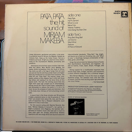 Miriam Makeba : Pata Pata (LP, Album, RE)