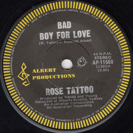 Rose Tattoo : Bad Boy For Love (7", Single)