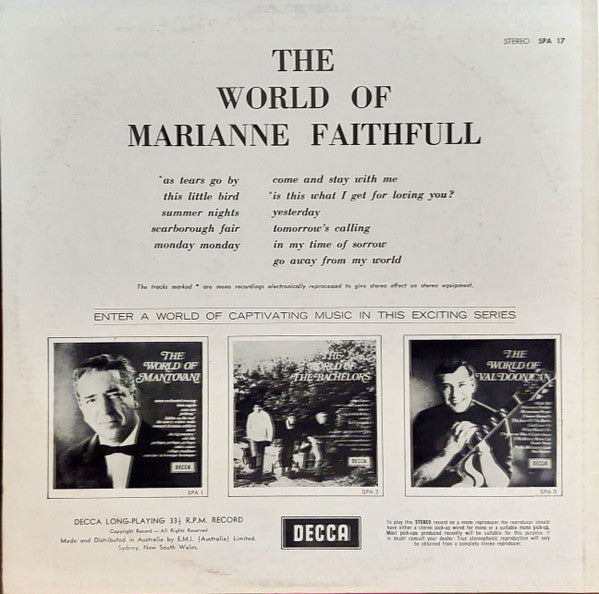 Marianne Faithfull : The World Of Marianne Faithfull (LP, Comp, RE)