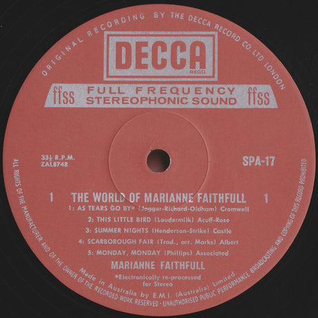 Marianne Faithfull : The World Of Marianne Faithfull (LP, Comp, RE)