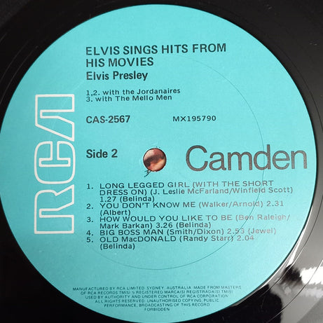 Elvis* : Sings Hits From His Movies Volume 1 (LP, Comp, RE)