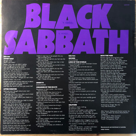 Black Sabbath : Master Of Reality (LP, Album, Emb)