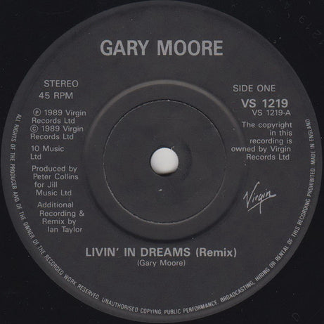 Gary Moore : Livin' On Dreams (7", Single)