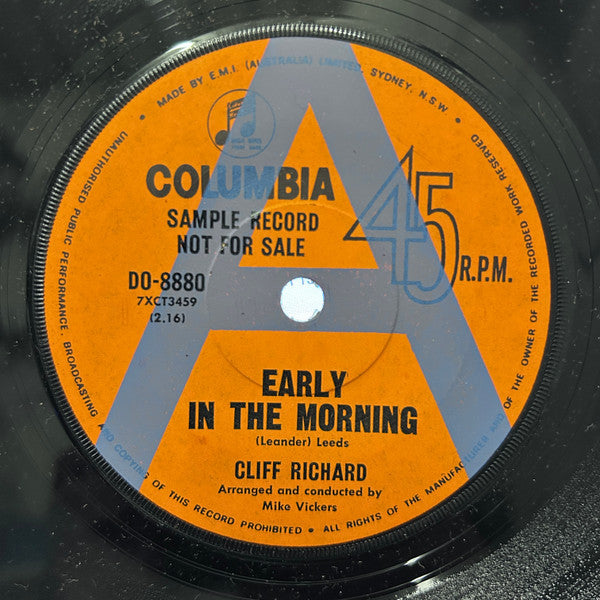 Cliff Richard : Early In The Morning (7", Single, Promo)