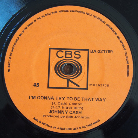 Johnny Cash : Sunday Morning Coming Down / I'm Gonna Try To Be That Way (7", Single)