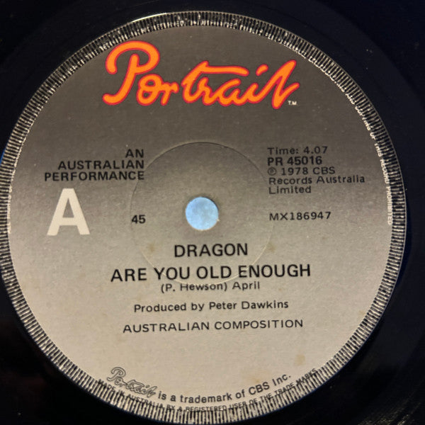 Dragon (5) : Are You Old Enough (7", Single)