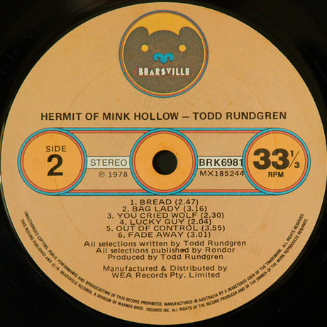 Todd Rundgren : Hermit Of Mink Hollow (LP, Album)