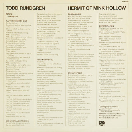 Todd Rundgren : Hermit Of Mink Hollow (LP, Album)