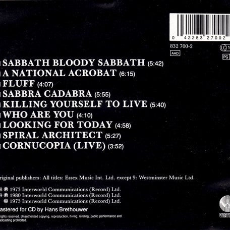 Black Sabbath : Sabbath Bloody Sabbath (CD, Album, RE)