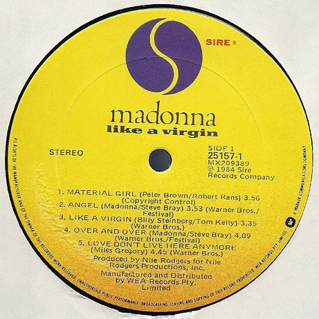 Madonna : Like A Virgin (LP, Album)