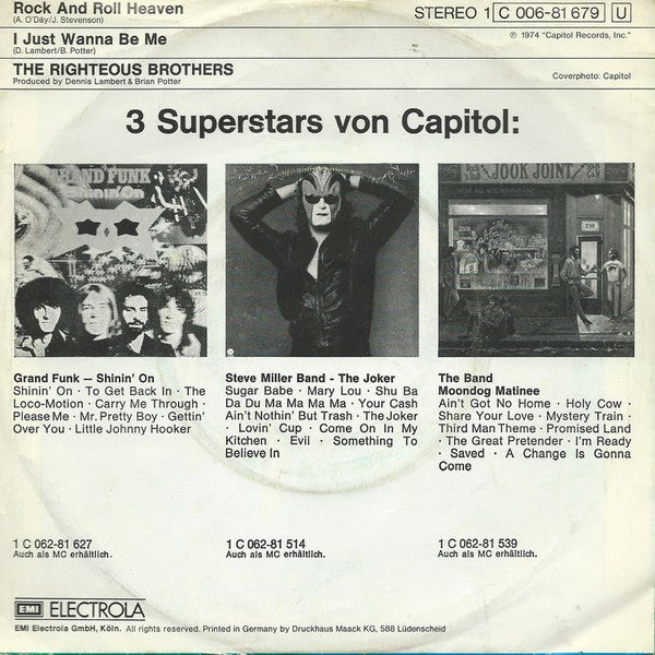 The Righteous Brothers : Rock And Roll Heaven (7", Single)