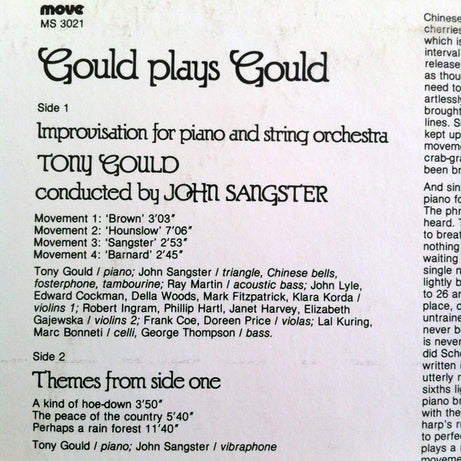 Tony Gould With John Sangster, Ray Martin (8) , And The Pro Musica Strings : Gould Plays Gould (LP)