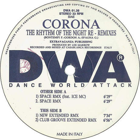 Corona : The Rhythm Of The Night (Re Remixes) (12")