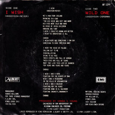 Rose Tattoo : I Wish (7", Single)