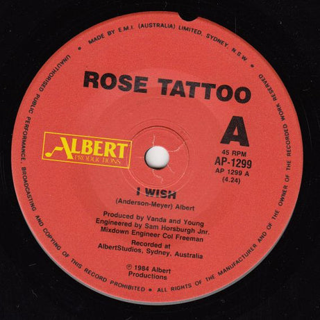 Rose Tattoo : I Wish (7", Single)