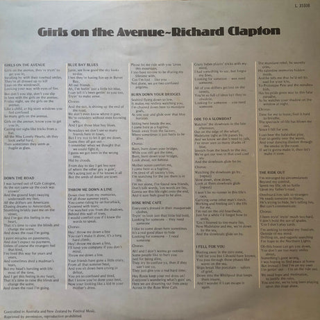 Richard Clapton : Girls On The Avenue (LP, Album)