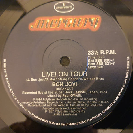 Bon Jovi : Live! On Tour (2x7")