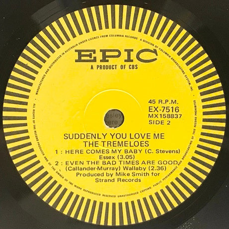 The Tremeloes : Suddenly You Love Me (7", EP)