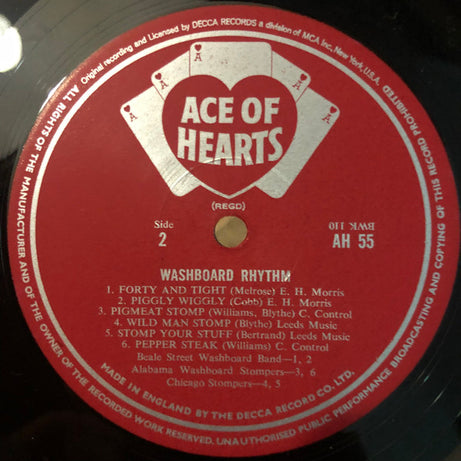 Jimmy Bertrand's Washboard Wizards, Clarence Williams & His Washboard Band*, Beale Street Washboard Band, Alabama Washboard Stompers, Chicago Stompers : Washboard Rhythm (LP, Comp, Mono)