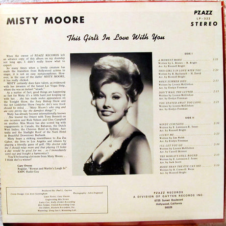 Misty Moore : This Girl's In Love With You (LP, Album)