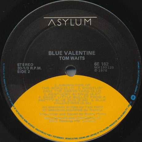 Tom Waits : Blue Valentine (LP, Album, RP)