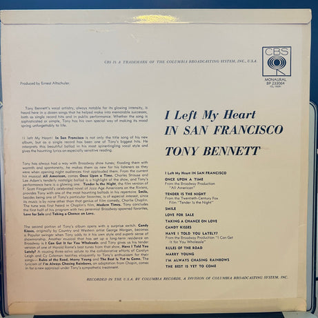 Tony Bennett : I Left My Heart In San Francisco (LP, Album, Mono)