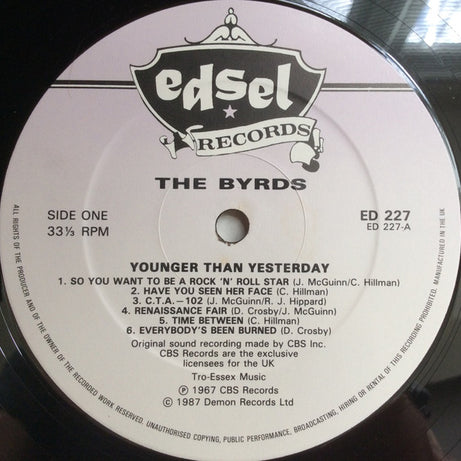 The Byrds : Younger Than Yesterday (LP, Album, RE)