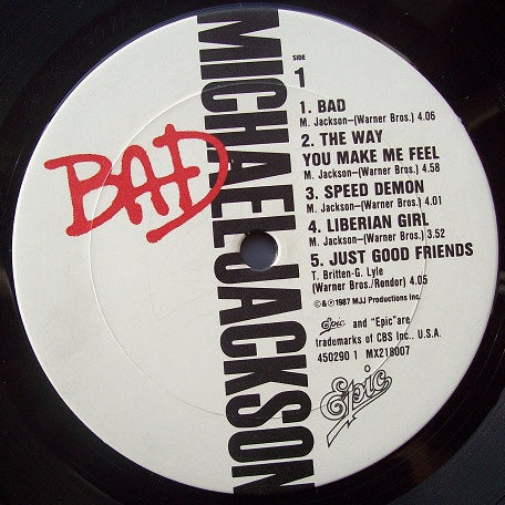 Michael Jackson : Bad (LP, Album, Gat)