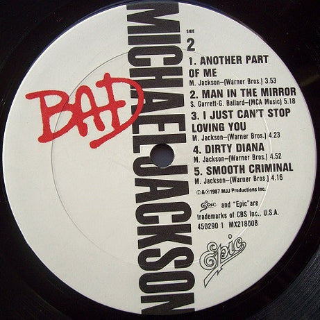 Michael Jackson : Bad (LP, Album, Gat)