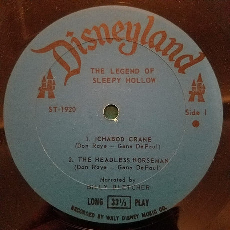 Billy Bletcher : Walt Disney's The Legend Of Sleepy Hollow And Rip Van Winkle (LP, Album)