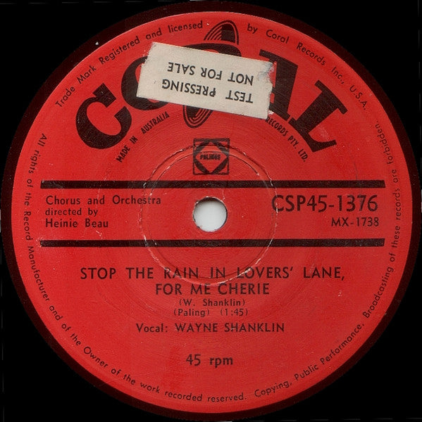Wayne Shanklin : Stop The Rain In Lovers Lane For Me, Cherie / I Leaned On A Man (7", Single)