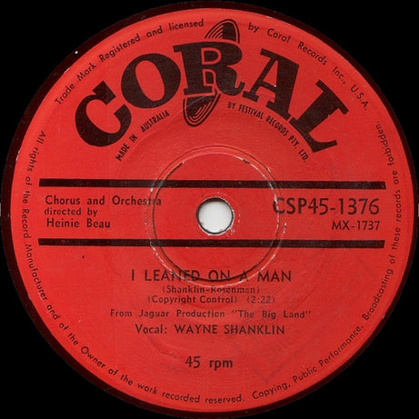 Wayne Shanklin : Stop The Rain In Lovers Lane For Me, Cherie / I Leaned On A Man (7", Single)