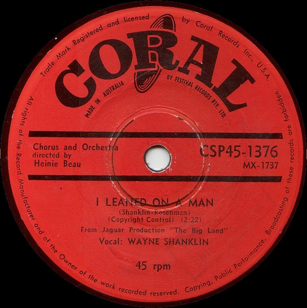 Wayne Shanklin : Stop The Rain In Lovers Lane For Me, Cherie / I Leaned On A Man (7", Single)