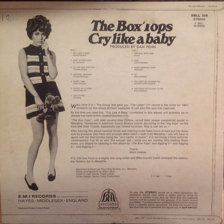 Box Tops : Cry Like A Baby (LP, Album)