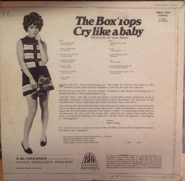 Box Tops : Cry Like A Baby (LP, Album)