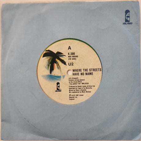 U2 : Where The Streets Have No Name (7", Single)