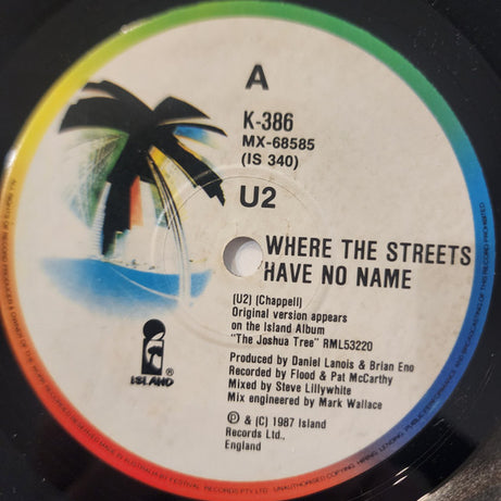 U2 : Where The Streets Have No Name (7", Single)