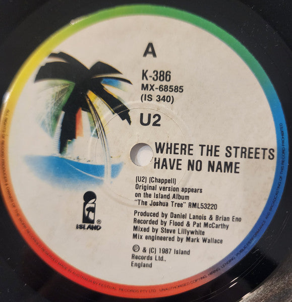 U2 : Where The Streets Have No Name (7", Single)