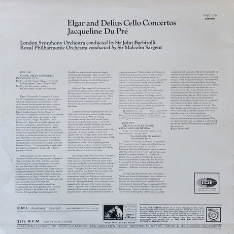 Elgar* & Delius*, Jacqueline Du Pré, London Symphony Orchestra, Sir John Barbirolli, Royal Philharmonic Orchestra, Sir Malcolm Sargent : Cello Concertos (LP, Comp)