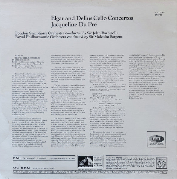Elgar* & Delius*, Jacqueline Du Pré, London Symphony Orchestra, Sir John Barbirolli, Royal Philharmonic Orchestra, Sir Malcolm Sargent : Cello Concertos (LP, Comp)