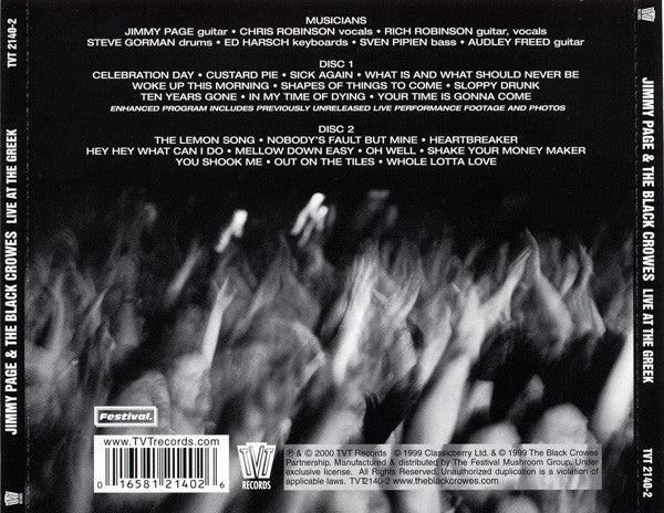 Jimmy Page & The Black Crowes : Live At The Greek (2xCD, Album, Enh)