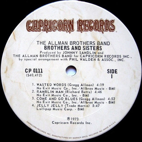 The Allman Brothers Band : Brothers And Sisters (LP, Album, San)