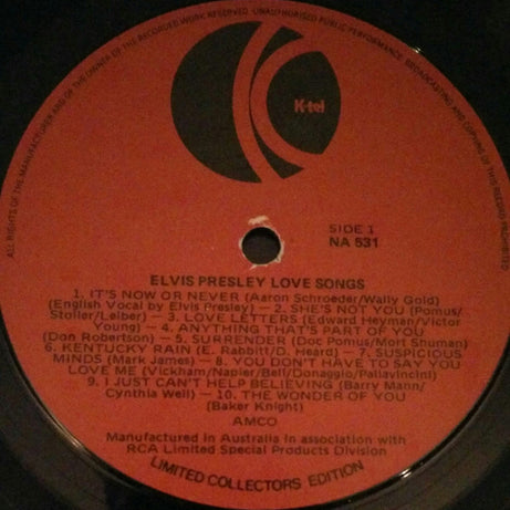 Elvis Presley : Elvis Love Songs (LP, Comp, Ltd)