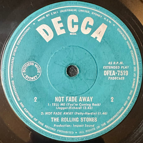 The Rolling Stones : Not Fade Away (7", EP)