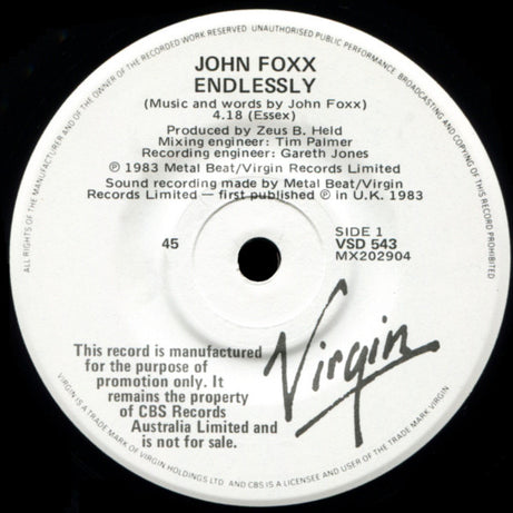 John Foxx : Endlessly (2x7", Promo)