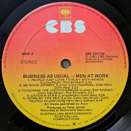 Men At Work : Business As Usual (LP, Album)