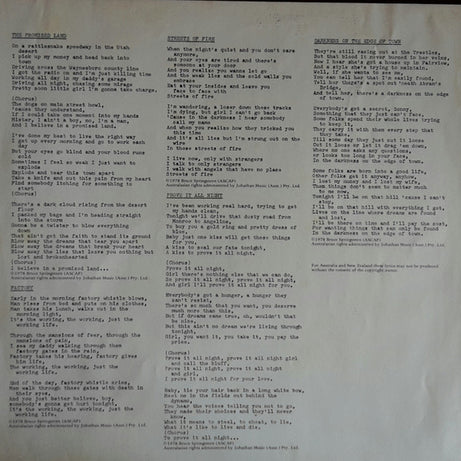 Bruce Springsteen : Darkness On The Edge Of Town (LP, Album)